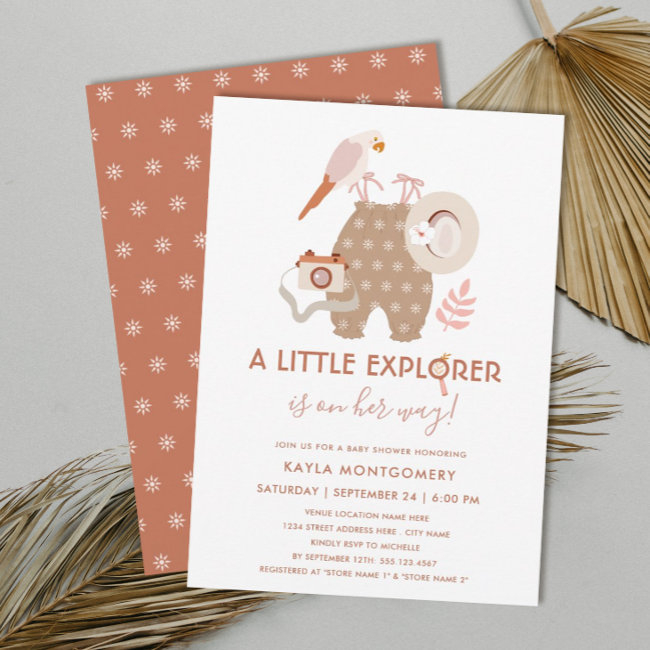 Little Explorer Boho Girl Baby Shower  Invitation