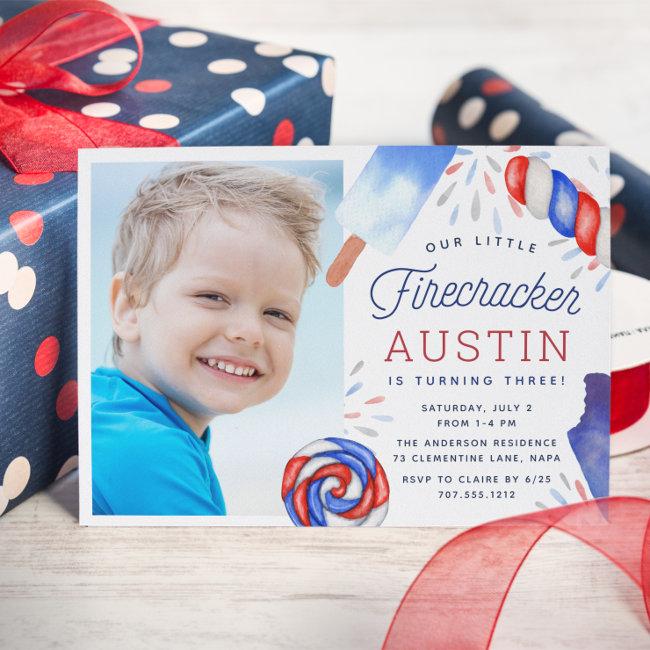 Little Firecracker | Popsicle Kids Birthday Photo Invitation