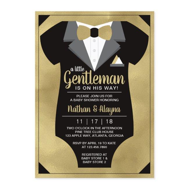 Little Gentleman Baby Shower Invitation, Tuxedo Invitation