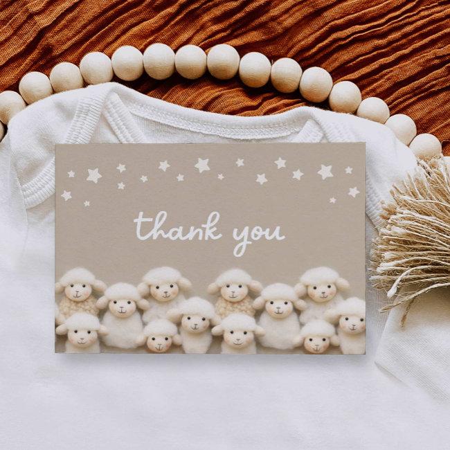 Little Lamb Baby Shower Flat Thank You Invitations