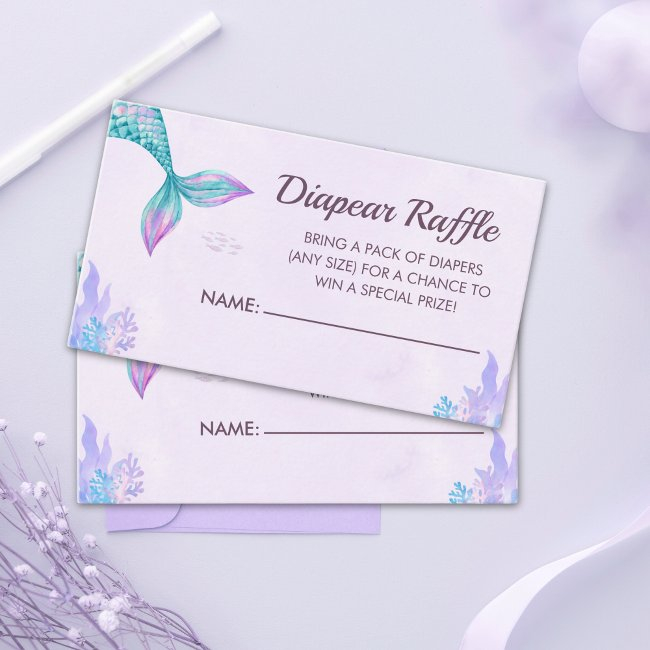 Little Mermaid Is On Her Way, Girl Baby Shower Enclosure Invitations