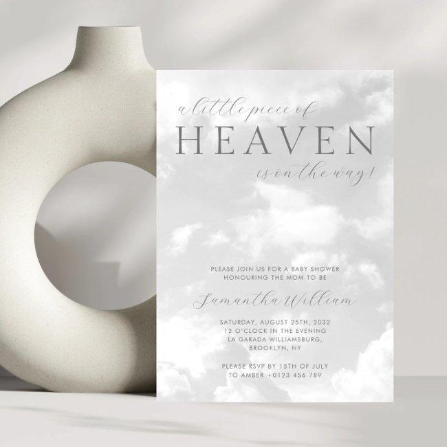 Little Piece Of Heaven Gender Neutral Baby Shower Invitation