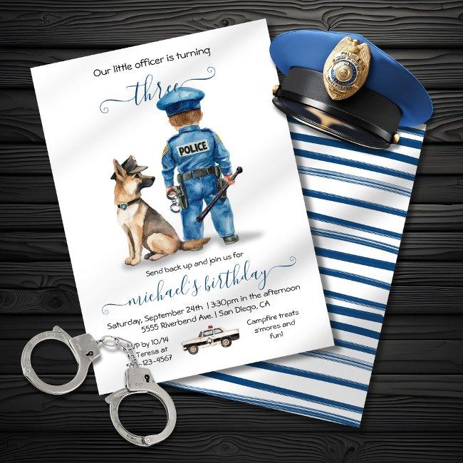 Little Police Officer Birthday Party Invitation