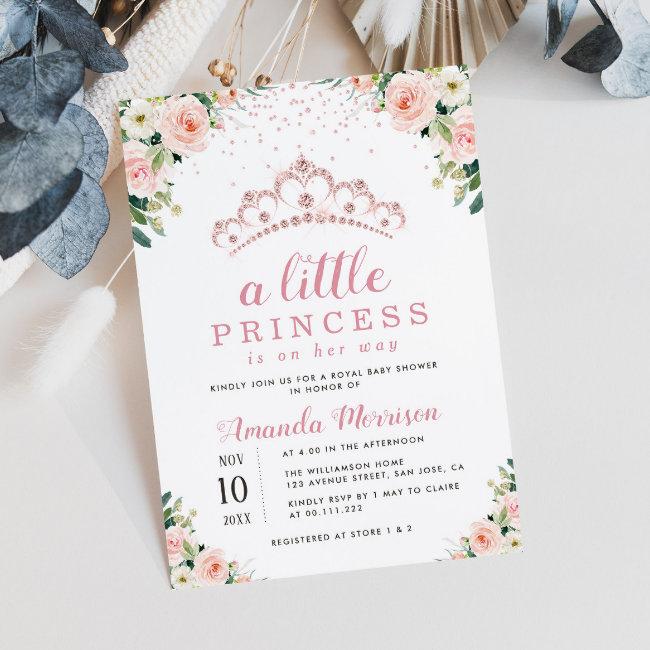 Little Princess Floral Baby Shower Invitation