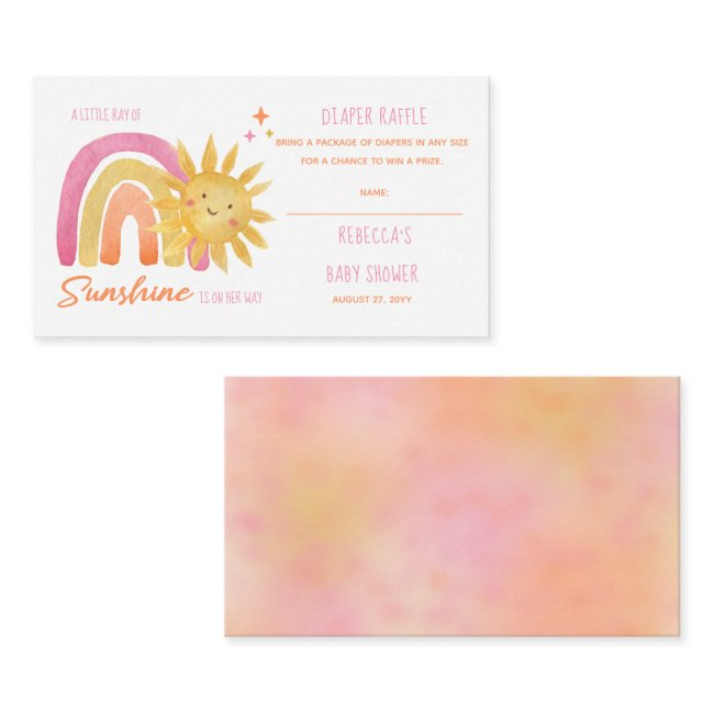 Little Ray Of Sunshine Baby Shower Diaper Raffle  Enclosure Invitations