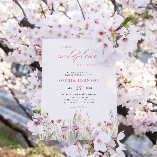 Little Wildflower Pastel Spring Baby Shower Invitation