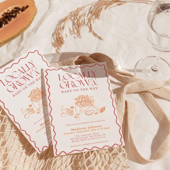 Locally Grown Baby Farmer's Market Baby Shower Invitation