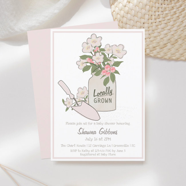 Locally Grown Little Sprout Baby Shower Invitation