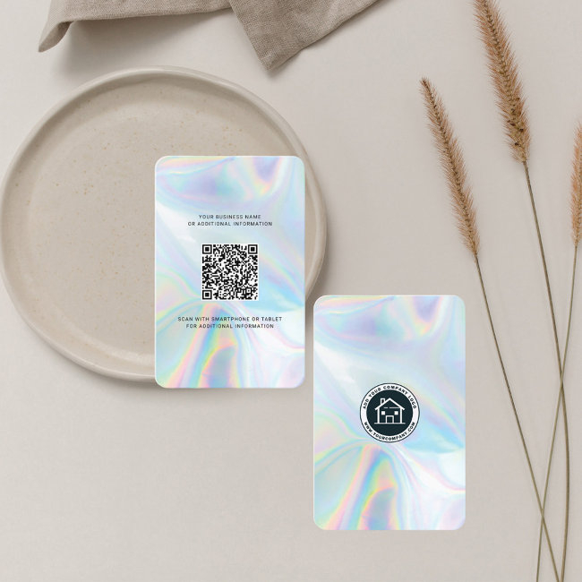 Logo And Qr Code Diy Holographic Custom Business Invitations