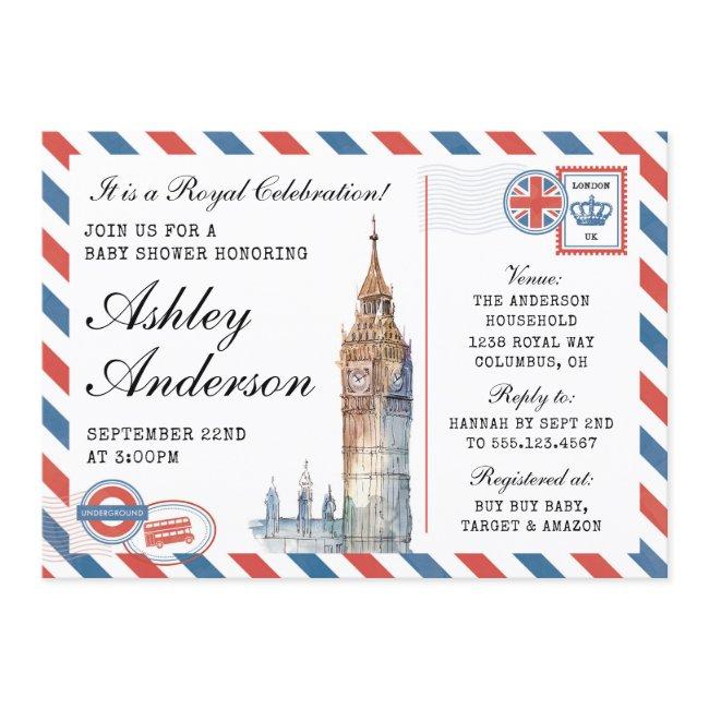 London British Baby Shower Invitation