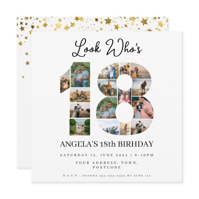 Look Who's 18 Photo Collage Teenager Birthday Invitation