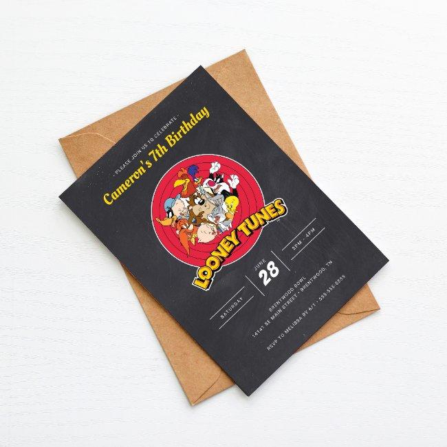 Looney Tunes™ Character Group Chalkboard Birthday Invitation