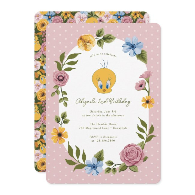 Looney Tunes™ | Tweety™ Floral Birthday Invitation