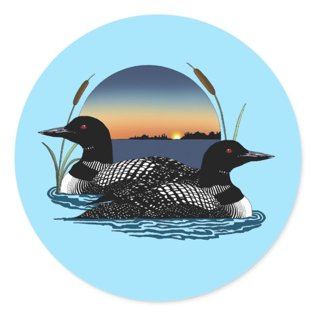 Loons Sunset Blue Classic Round Sticker