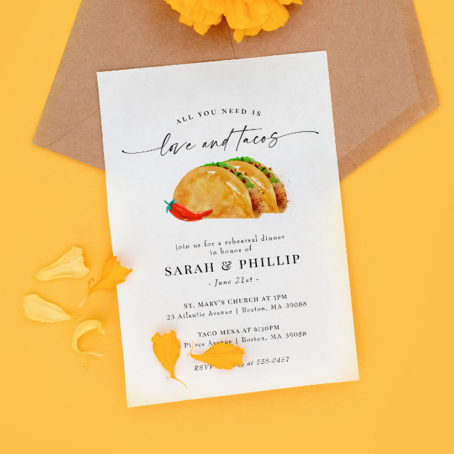 Love And Tacos Rehearsal Dinner Invitation