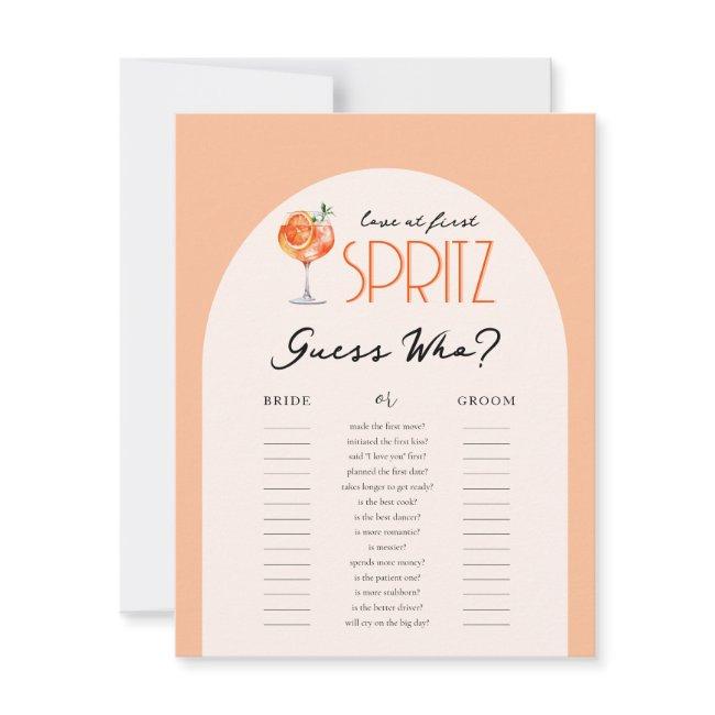 Love At First Spritz Guess Who Bridal Shower Game Invitation
