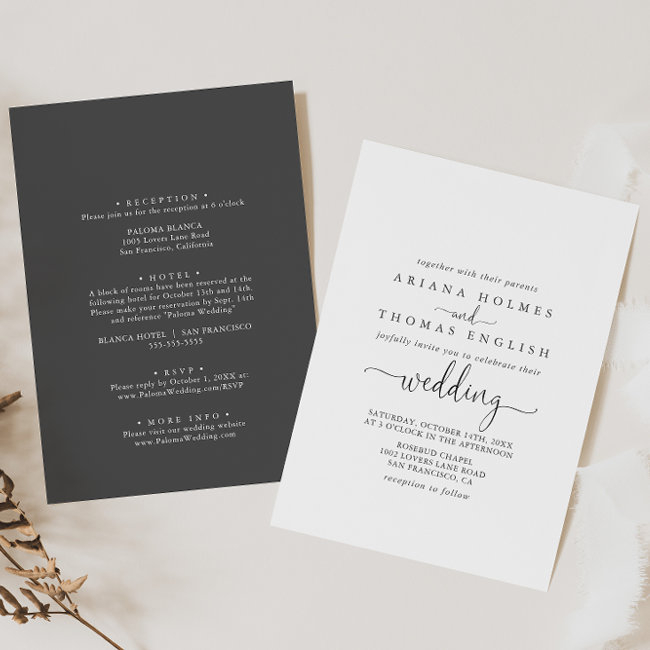 Love Fancy Script Front & Back Wedding Invitation
