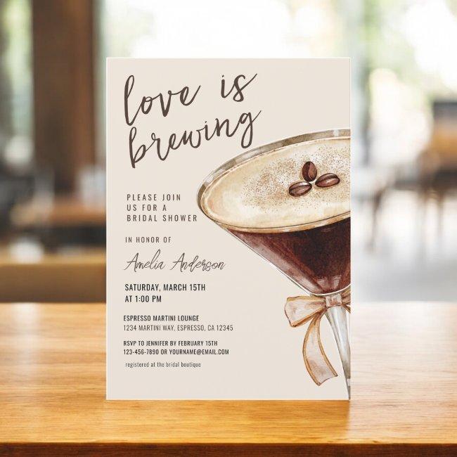 Love Is Brewing Espresso Martini Bridal Shower Invitation