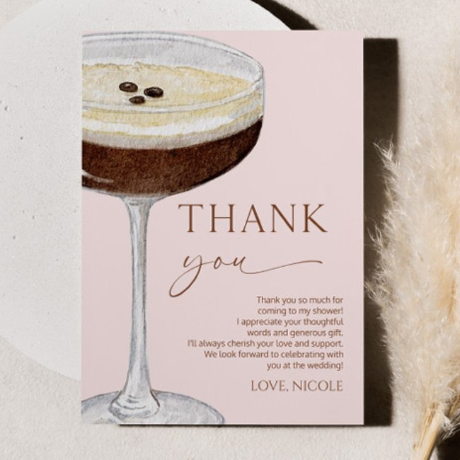 Love Is Brewing Expresso Martini Bridal Shower Thank You Invitations