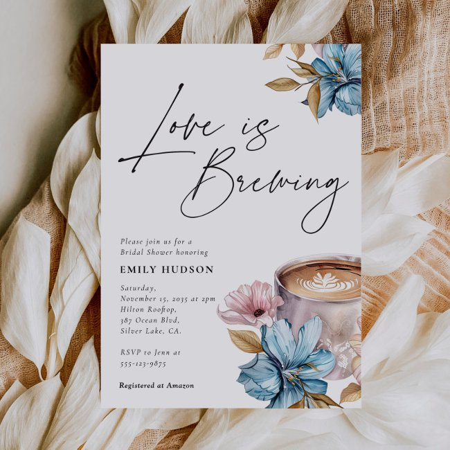 Love Is Brewing Floral Bridal Shower Invitation
