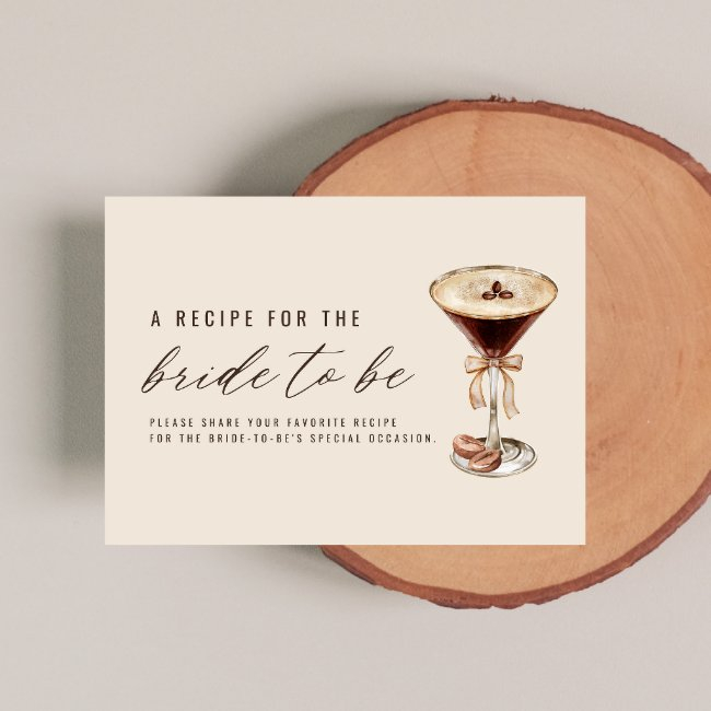 Love Is Brewing Martini Bridal Shower Recipe Enclosure Invitations
