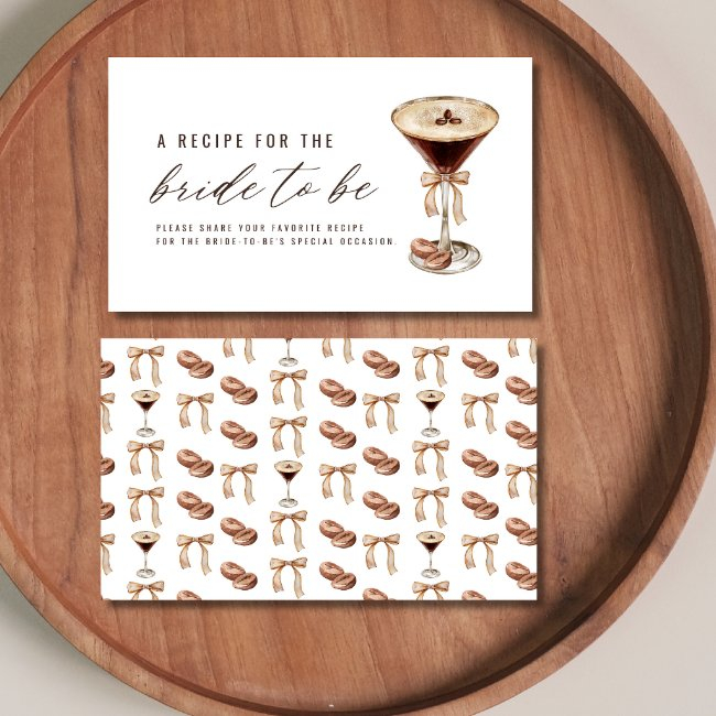Love Is Brewing Martini Bridal Shower Recipe Enclosure Invitations