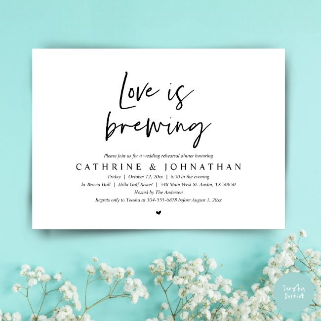 Love Is Brewing, Wedding Rehearsal Dinner Invitation