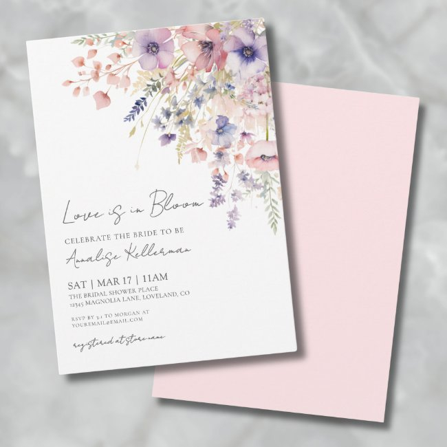Love Is In Bloom Wildflower Floral Bridal Shower Invitation
