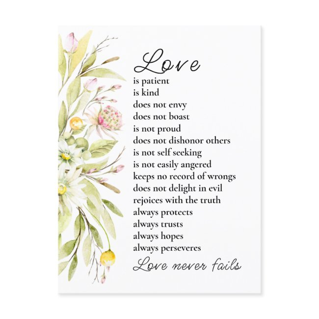 Love Is Patient Bible Wedding Congratulations Postinvitations