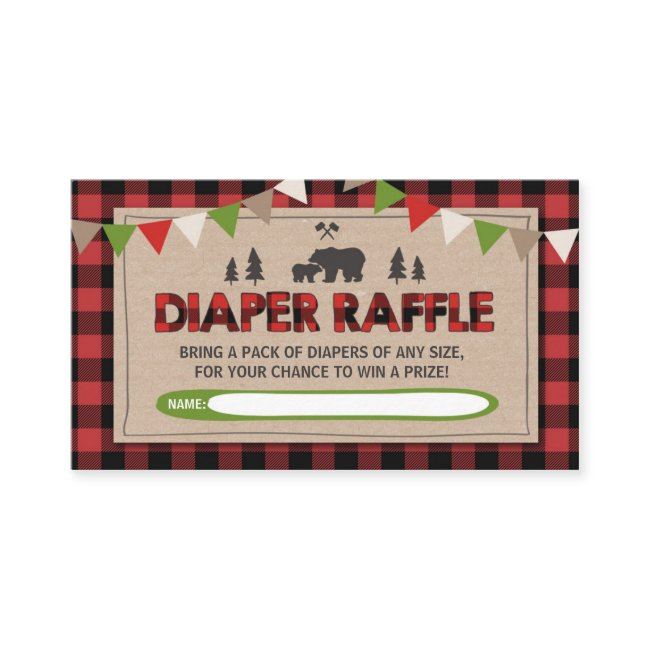 Lumberjack Baby Shower Diaper Raffle Woodland Boy Enclosure Invitations