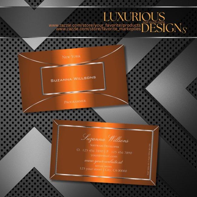Luminous Orange With Silver Decor Professional Business Invitations