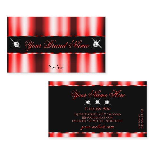 Luminous Red And Black Sparkle Jewels Professional Business Invitations