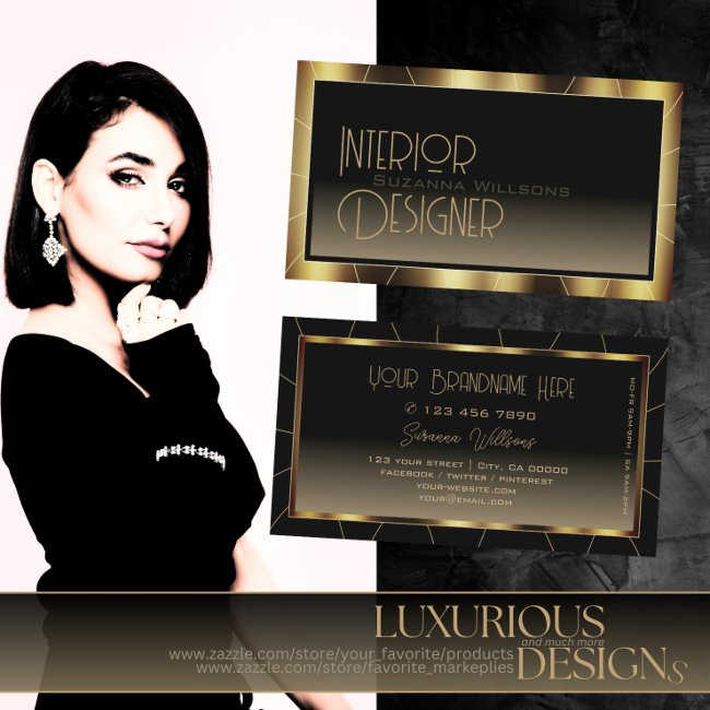 Luxe Dark Gold Frame Brown Gradient Professional Business Invitations