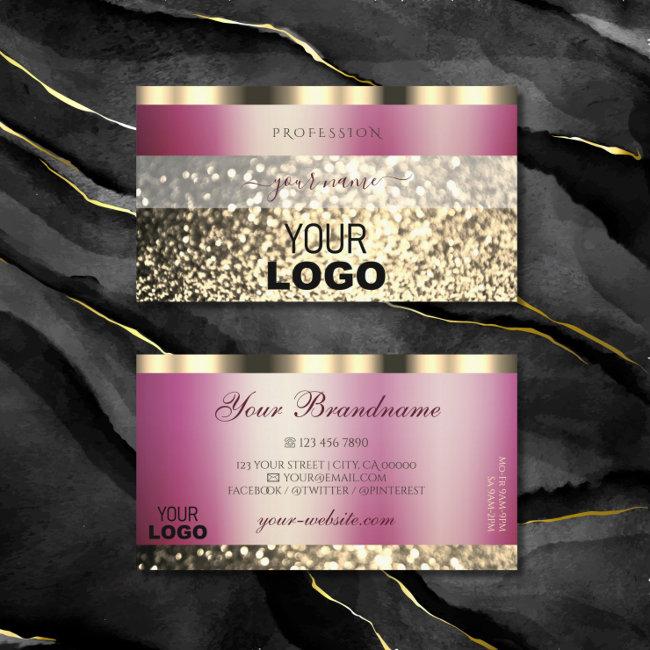 Luxurious Burgundy Gold Sparkling Glitter Add Logo Business Invitations