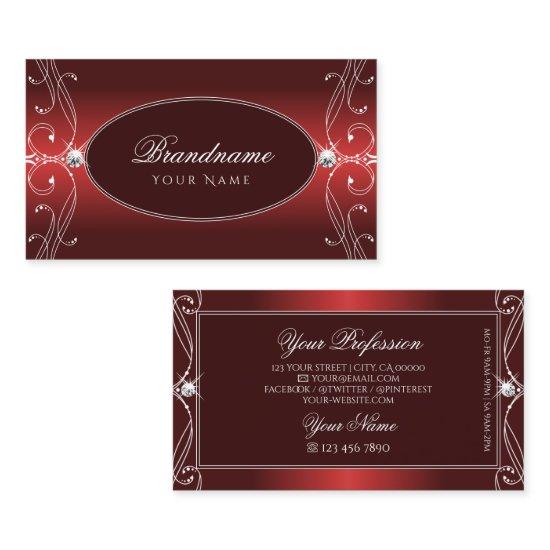Luxurious Red Ornate Sparkling Diamonds Ornamental Business Invitations