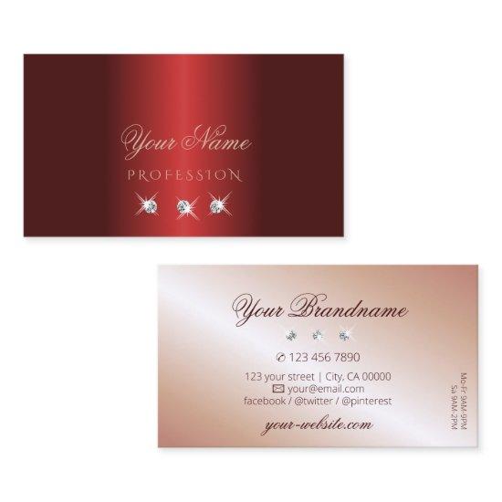Luxurious Red Rose Gold Sparkle Diamonds Luxe Glam Business Invitations
