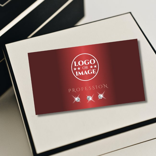 Luxurious Red Rose Gold Sparkle Diamonds With Logo Business Invitations