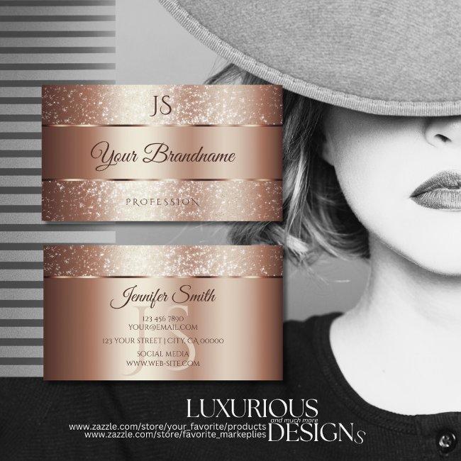 Luxurious Rose Gold Sparkle Glitter And Initials Business Invitations