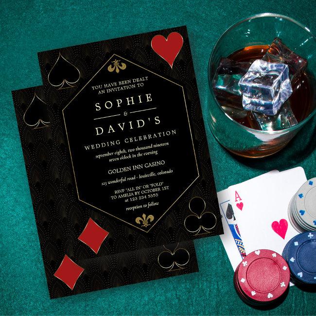 Luxury Art Deco Gatsby Casino Vegas Poker Wedding Invitation