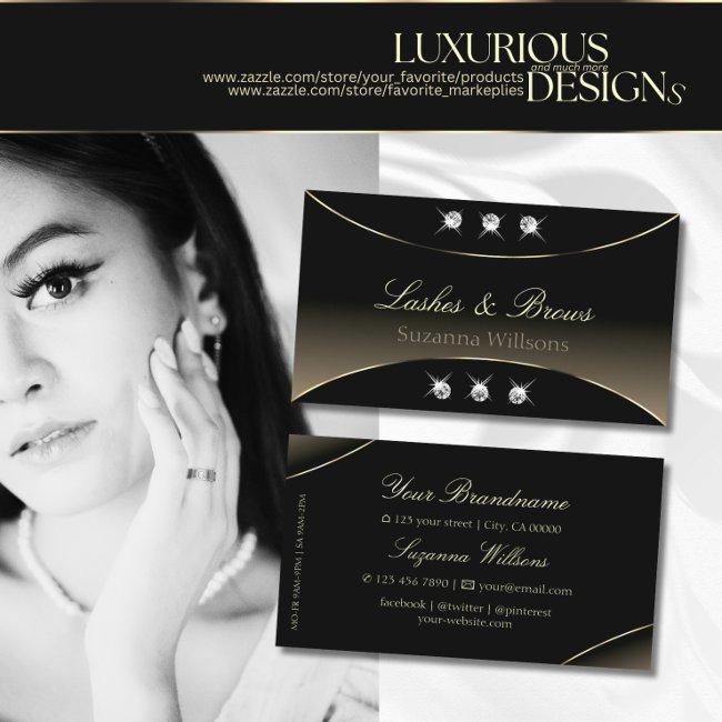 Luxury Black Whitegold Decor & Sparkling Diamonds Business Invitations
