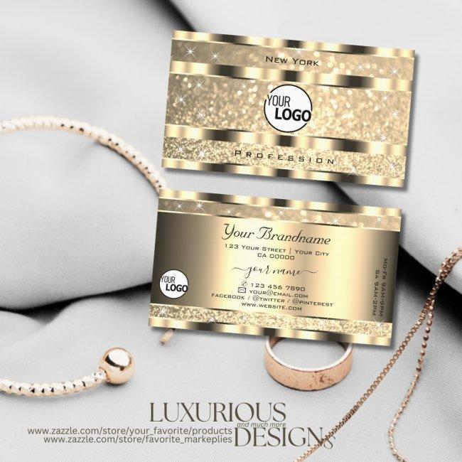 Luxury Gold Luminous Glitter Stars Add Logo Golden Business Invitations