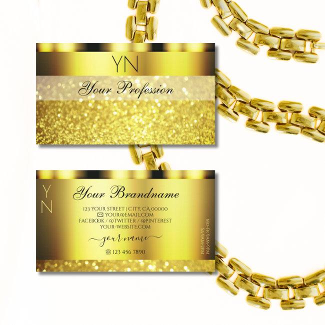 Luxury Gold Sparkling Glitter Monogram Glamorous Business Invitations