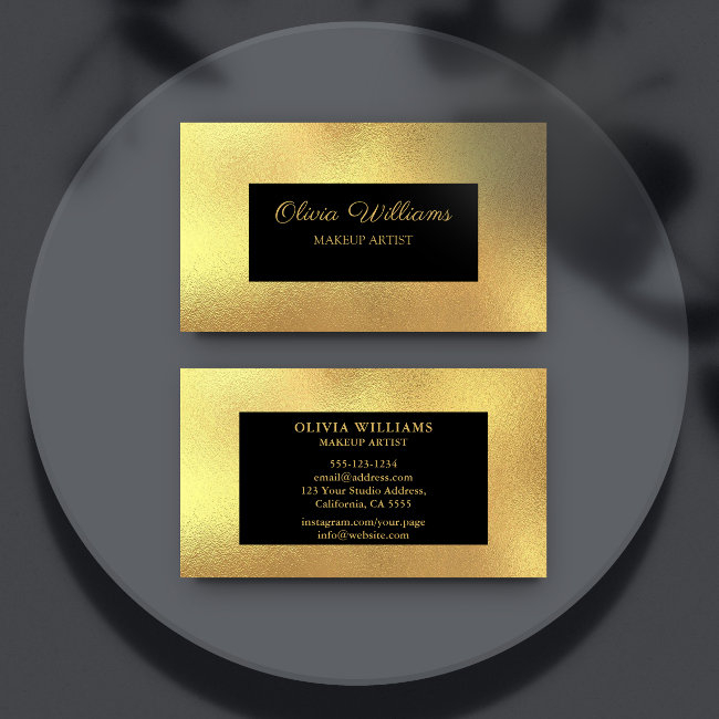 Luxury Metallic Gold Frame & Script Business Invitations