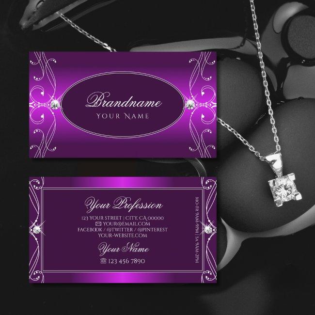 Luxury Purple Ombre Ornate Sparkle Jewels Stylish Business Invitations