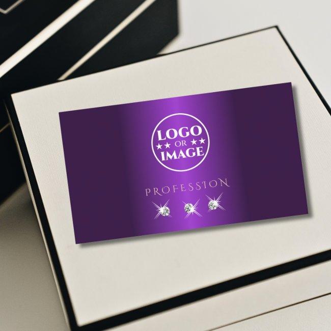 Luxury Purple Rose Gold Sparkle Diamonds With Logo Business Invitations