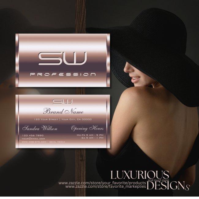 Luxury Shimmery Rose Gold Optics And 3d Monogram Business Invitations