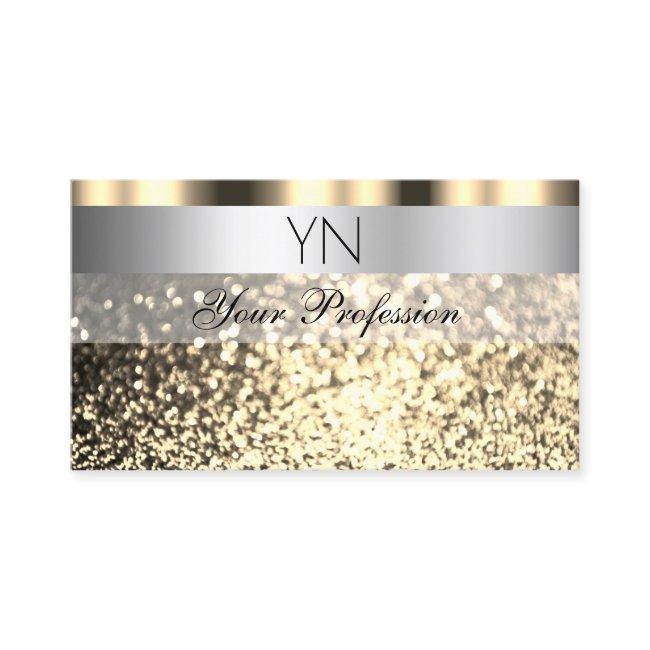 Luxury Silver And Gold Sparkling Glitter Monogram Business Invitations