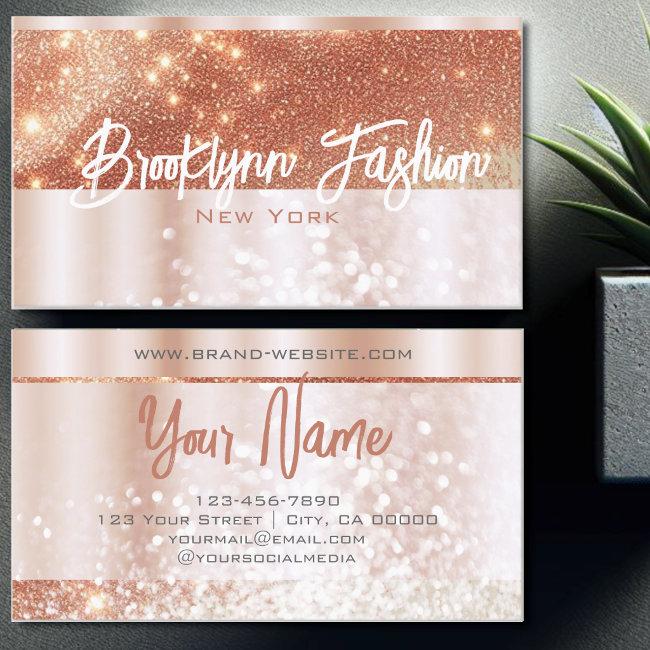 Luxury Stylish Orange Copper Chic Rose Gold Frame Business Invitations