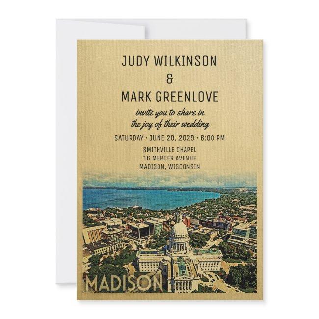Madison Wisconsin Wedding Invitation Vintage