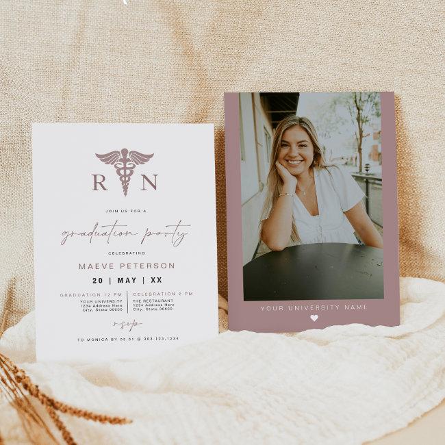 Maeve Rose Gold Blush Medical Rn Nurse Graduation Invitation